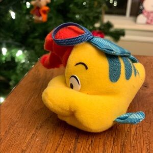 1989 Disney The little Mermaid Yellow flounder plush holiday ornament